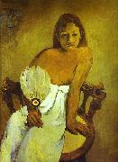 Paul Gauguin Donna col ventaglio oil painting on canvas